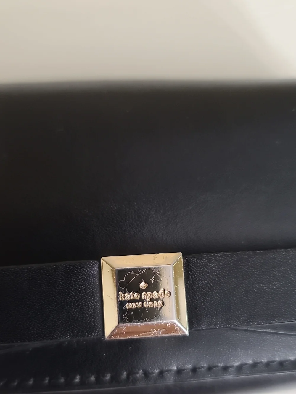kate spade Black Leather Bow Accent Compact Wallet